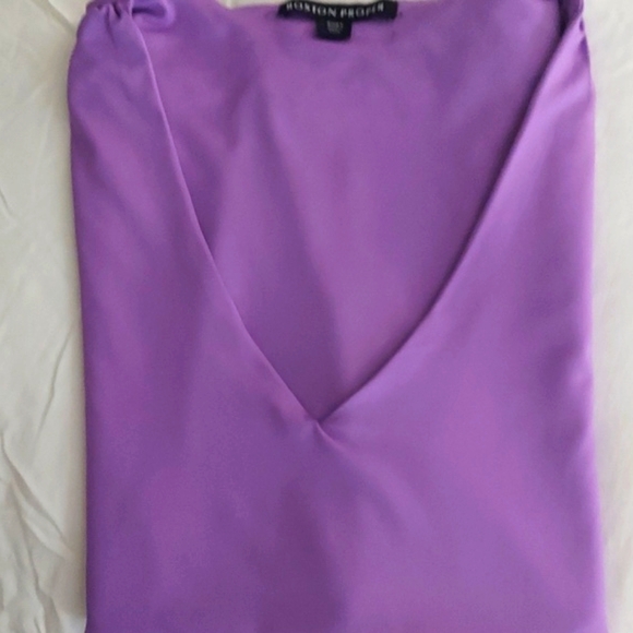 Boston Proper Nikki V-Neck Charmeuse Iris Orchid Blouse Top Sz L - Picture 6 of 6